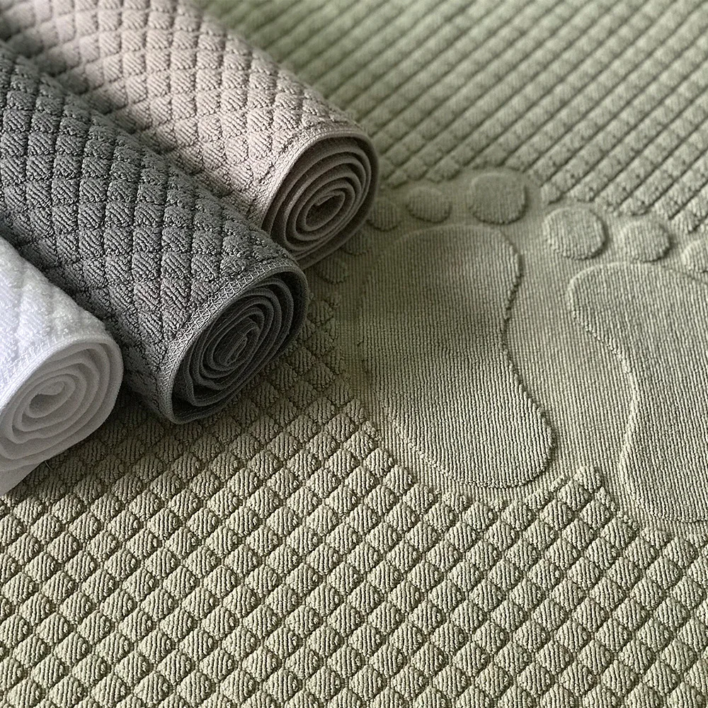 

Hotel White 32 Lines Cotton Jacquard Thickened 350 Grams Floor Towel Bathroom Non-slip Floor Mat Wholesale Processable Customiza