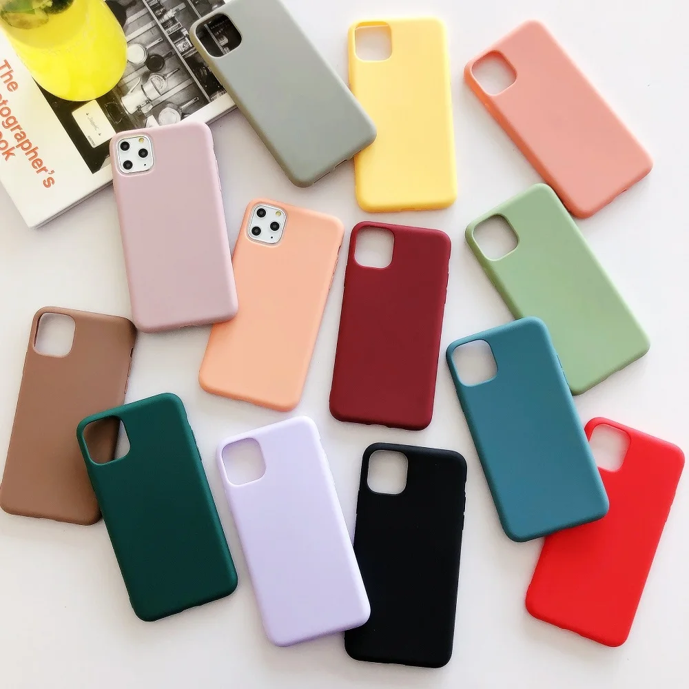 

500Pcs Wholesale Candy Color TPU Phone Cases For 12 Mini 11 Pro Max XS MAX XR X 8 7 6 Plus SE2 Silicone Shockproof Couples Cover