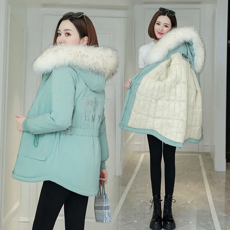 2023 New Cotton Coats Thicken Warm Winter Jacket Coat Women Casual Parkas Winter Clothes Fur Lining Hooded Parka Mujer X139