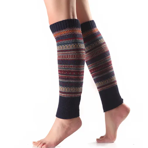 Leg Warmers Long Socks Foot Warmers Chic Striped Knit Boot Cuffs Been Warmers Winter Over Knee Long Knitted Women