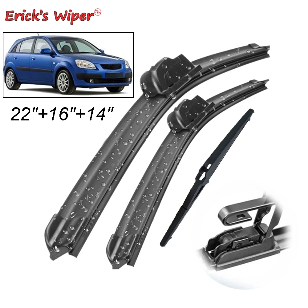 

Erick's Wiper Front & Rear Wiper Blades Set Kit For Kia Rio 2 JB 2005 - 2011 Windshield Windscreen Window 22"+16"+14"