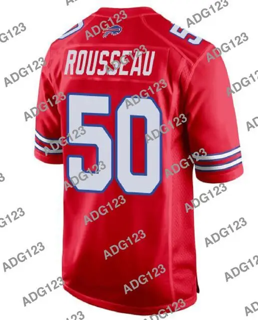 

Stitch Buffalo Greg Rousseau Red Men Women Kid Youth Vapor Limited Jersey