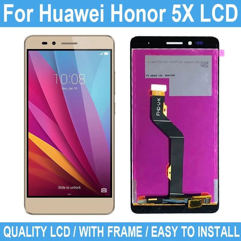 Новый ЖК-дисплей 5 дюйма для Huawei Honor 5X сенсорный экран с рамкой GR5 дигитайзер