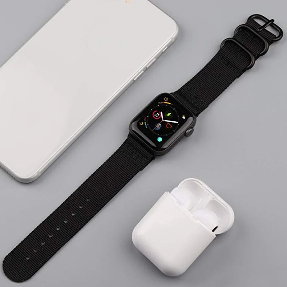 Лидер продаж нейлоновый ремешок для часов для Apple Watch Series 5 4 40 мм 44 мягкие спортивные нейлоновый браслет 38 мм/42 мм, ремешок для наручных часов iwatch 1/2/3