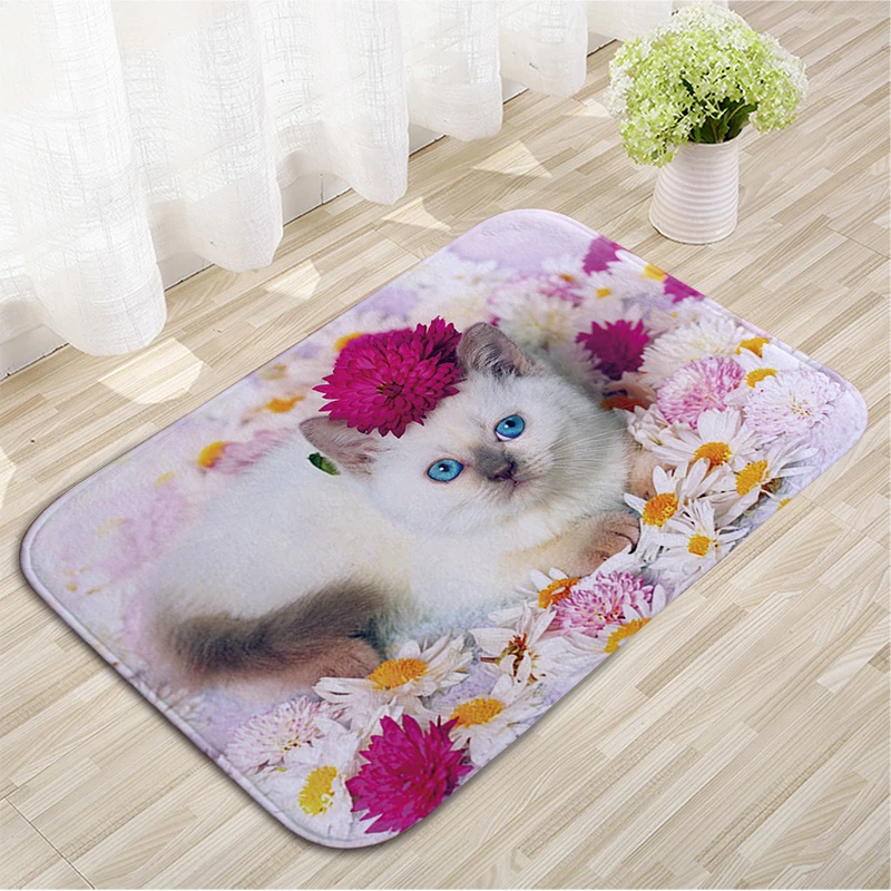 Принтом в виде кошачьей мордочки Cat дверной коврик нескользящий для пола