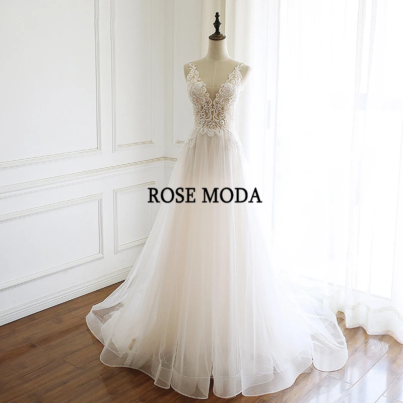 Rose Moda нежное кружевное свадебное платье в стиле бохо 2020 v-образный вырез на