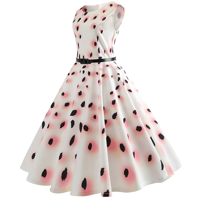 Женское платье в винтажном стиле розового и черного цвета с острым носком весна