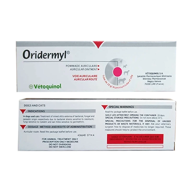 Vetoquinol Oridermyl капли для собак и кошачьих ушей 10 г инфекция ушного канала зуд вонючий