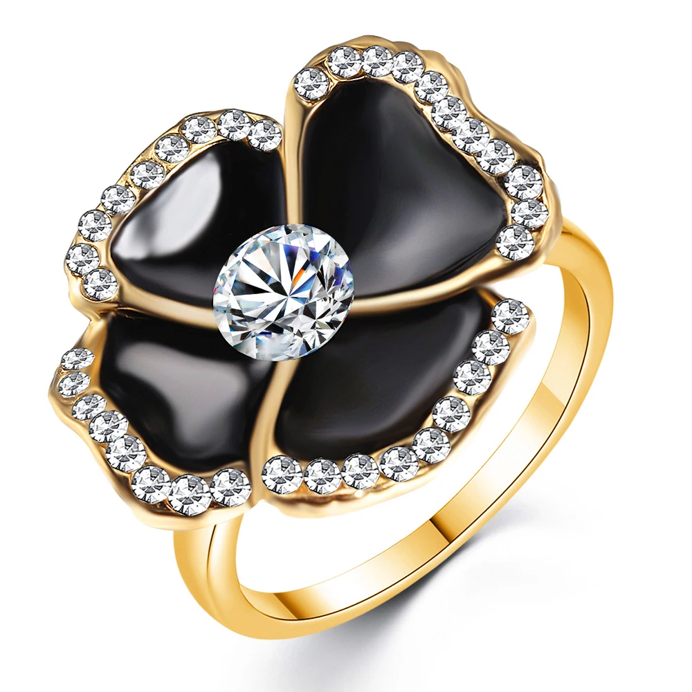 

Women's Ring Fashion Glamour Ring Black Poppy Flower Ring Banquet Wedding Gifts For Girlfriends Designed For Women