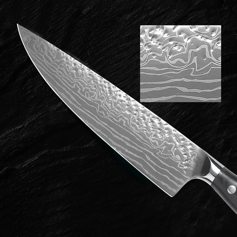 

Household Sharp Color Wooden Kitchen Knife Kitchen Sushi Fruit Knife Stainless Steel Laser Grain Forged Chef Knife