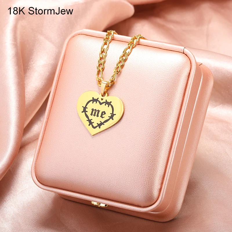 

Heart Necklace Pendant Flame Tai Chi Love Necklaces For Women Girl Letter me Charm Chain Trendy New Clavicle Jewelry Party Gifts