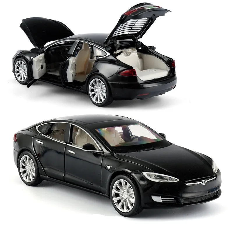 Модель автомобиля Tesla модель S из сплава 6 дверей имитация звука светильник света
