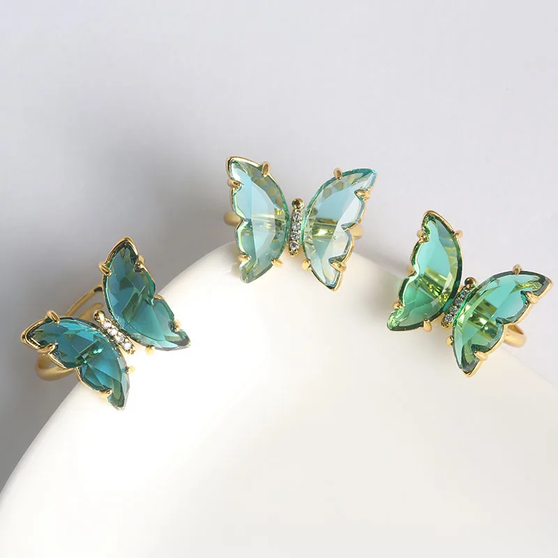 

HIBRIDE Hot Selling Crystal Open Butterfly Rings for Women Simple Banquet Wedding Rings Birthday Gifts bijoux femme R-279