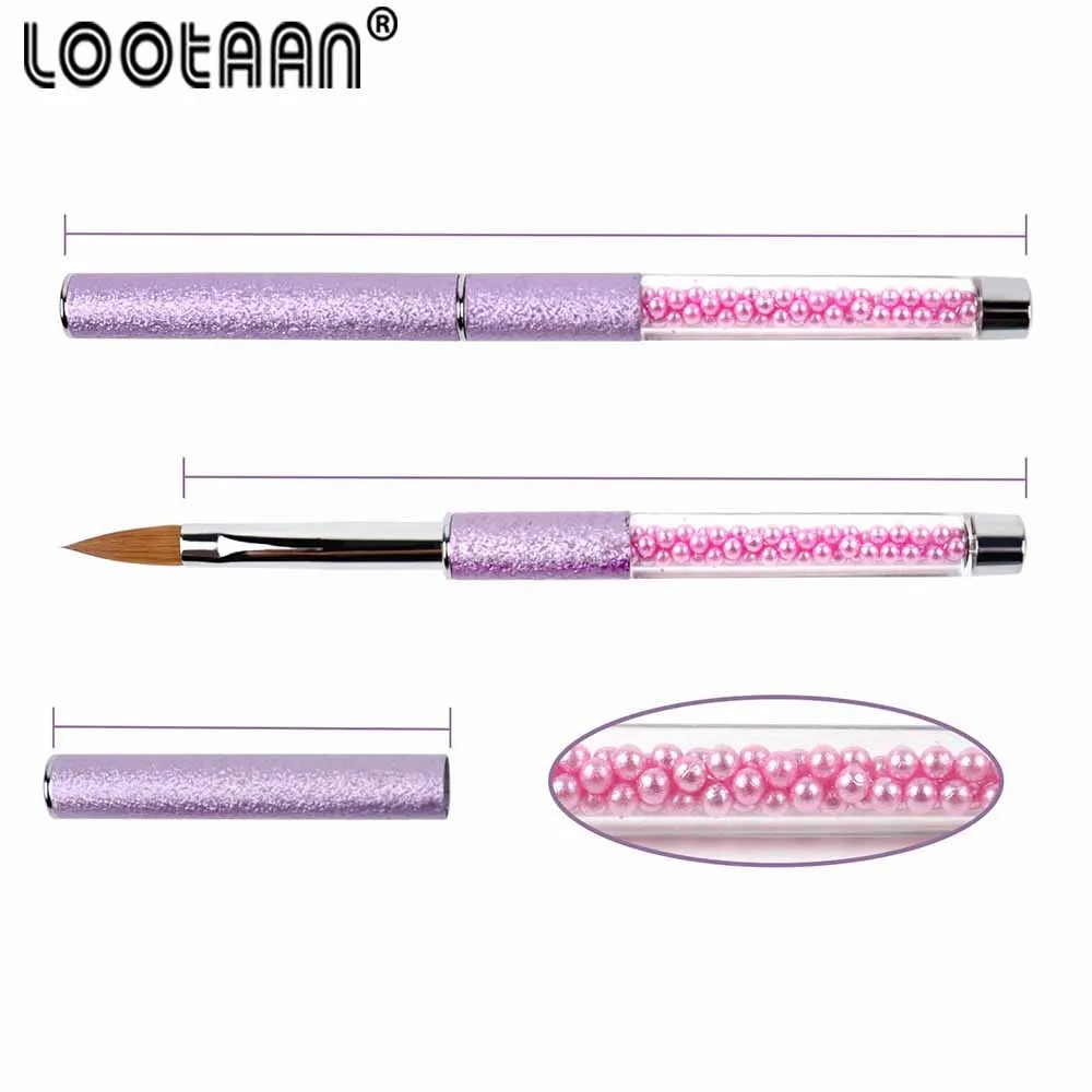 Lootaan1PC акриловая кисть для ногтей 10# овальная кусторезная кисть для дизайна ногтей колинская фиолетовая жемчужина для рисования ногтей