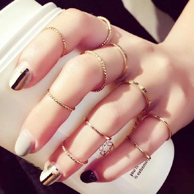 Набор колец с молнией и волнами для женщин девушек подарочный набор из 10 шт. |