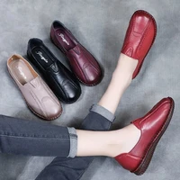 2021 spring autumn new womens casual shoes non slip peas shoes soft leather loafers
