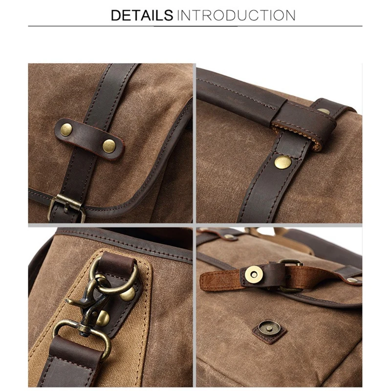 

Retro Canvas Shoulder Bag Waterproof Camera Men's Bag PU Leather Messenger Camera Bag Handbag