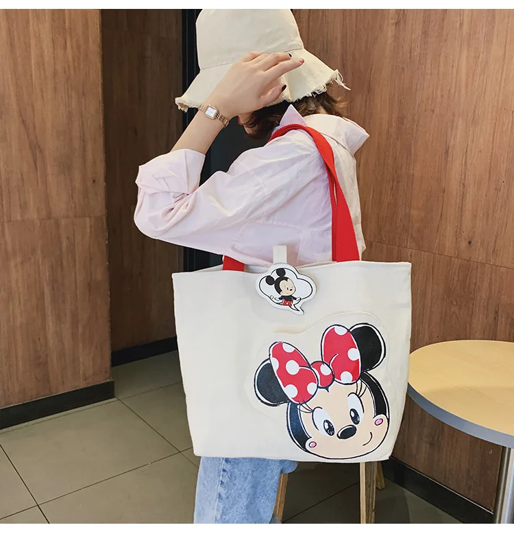 Disney новая большая сумка женская сумка милый мультяшный Микки Большая вместительная сумка для девочек Сумка тканевая через плечо сумки кошелек шоппинг