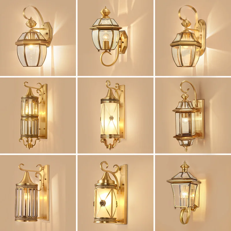 Светодиодный уличный светильник Европейский настенный медный со