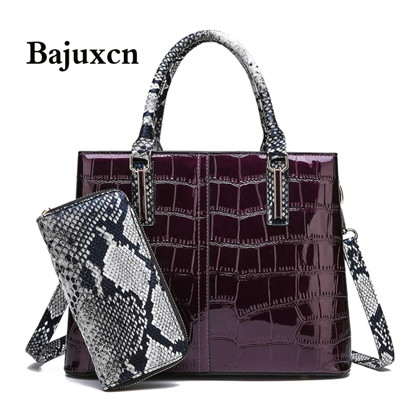 

2020 new Patent Leather Handbag Luxury Crocodile Tote Bag Shoulder Bags Handbags Women Famous Brands Designer Sac a Main Femme