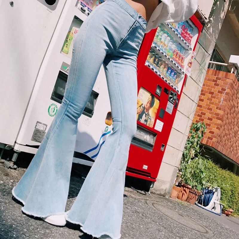 

Summer Jeans Women Casual Solid Color Slim Sexy High Waist Flared Pants Temperament Commtue Y2k Denim Trousers High Streetwear