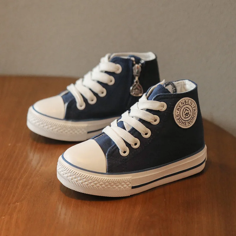 2021 new Spring autumn boys girls shoes White High top Solid fashion Kids children canvas sneakers 4 colors 25-37 | Детская одежда и