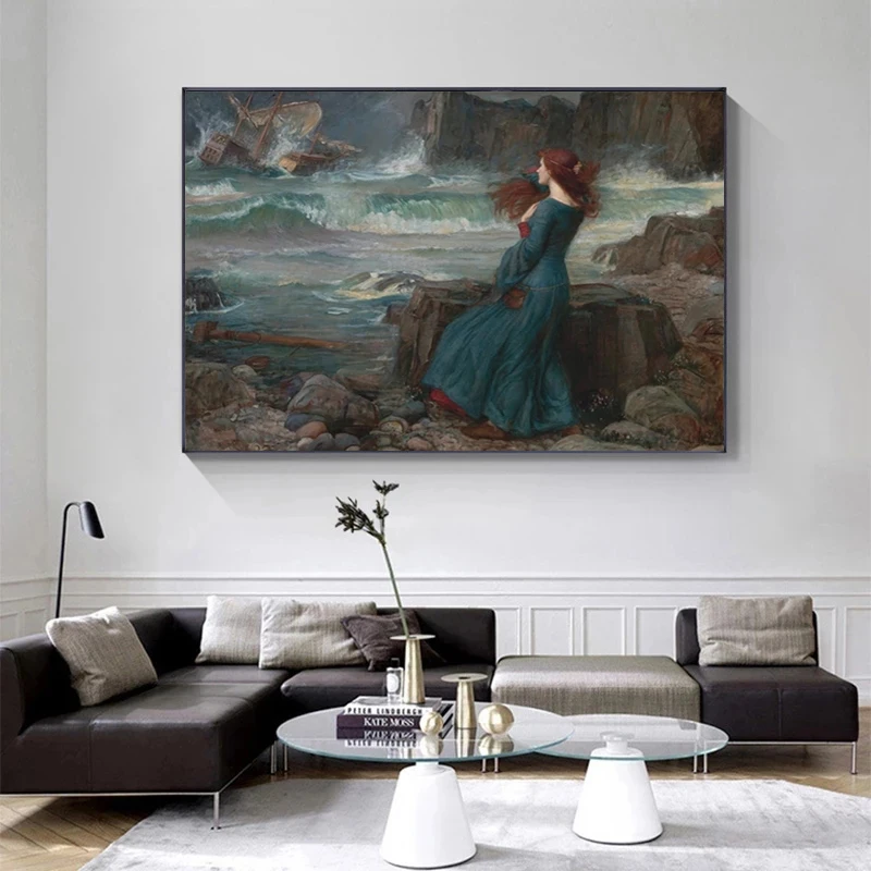 Картина на холсте Миранда Джон Уильям Уотерхаус Tempest постеры и принты настенные