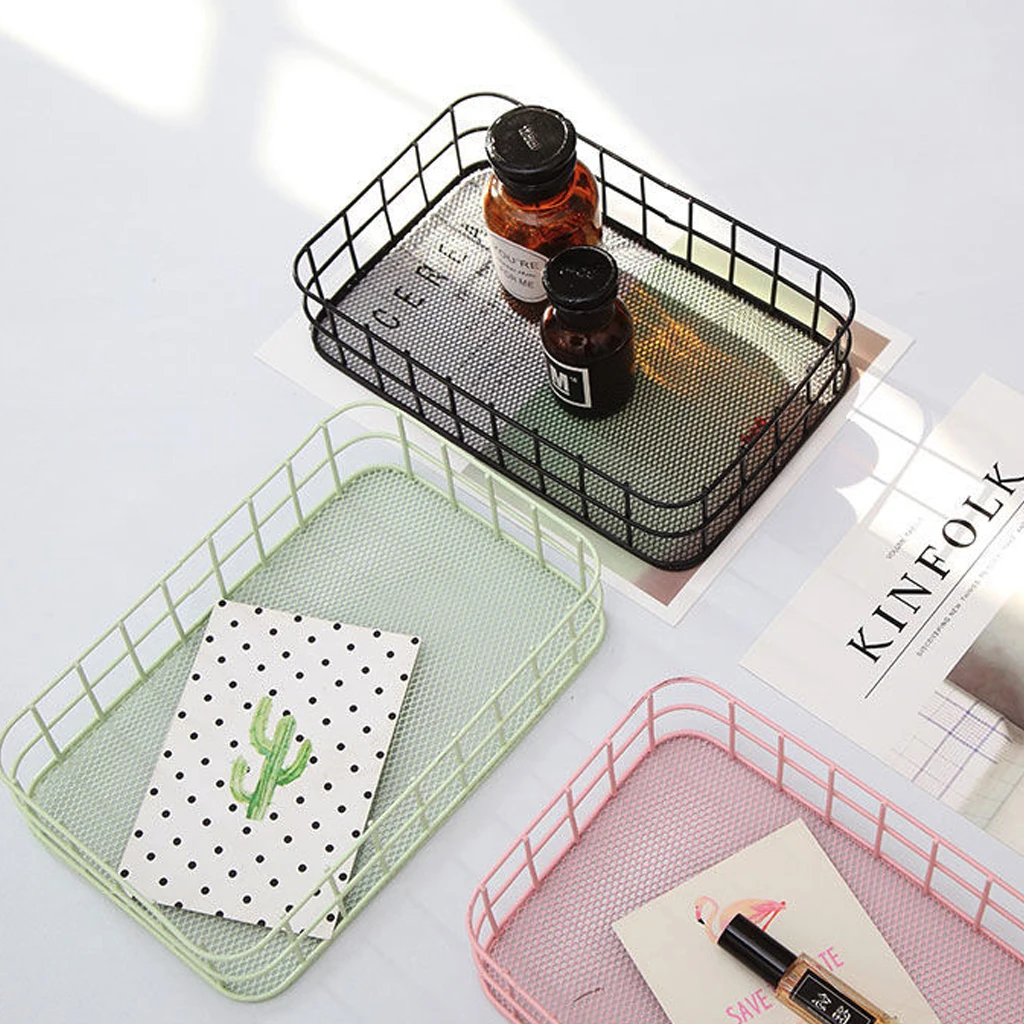 Металлическая прямоугольная корзина для хранения в скандинавском стиле офисные