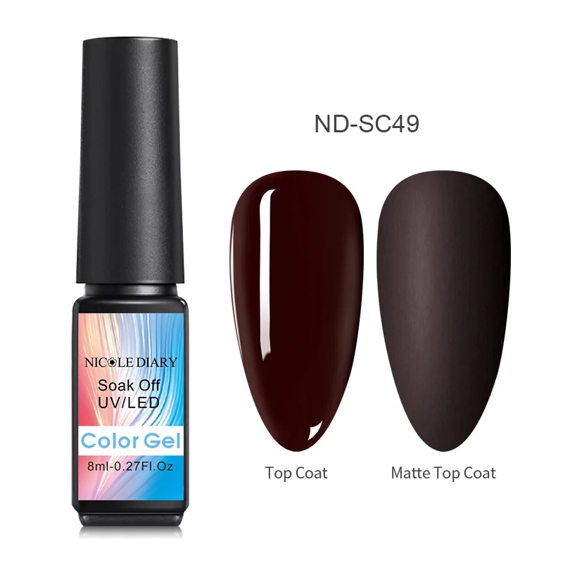 ND-SC49 NICOLE DIARY, розовое золото, гель для ногтей, блестящий Светодиодный УФ-гель, для маникюра, блестки, отмачиваемый Гель-лак для ногтей, Полупостоянный Гель-лак - Цвет: ND-SC49