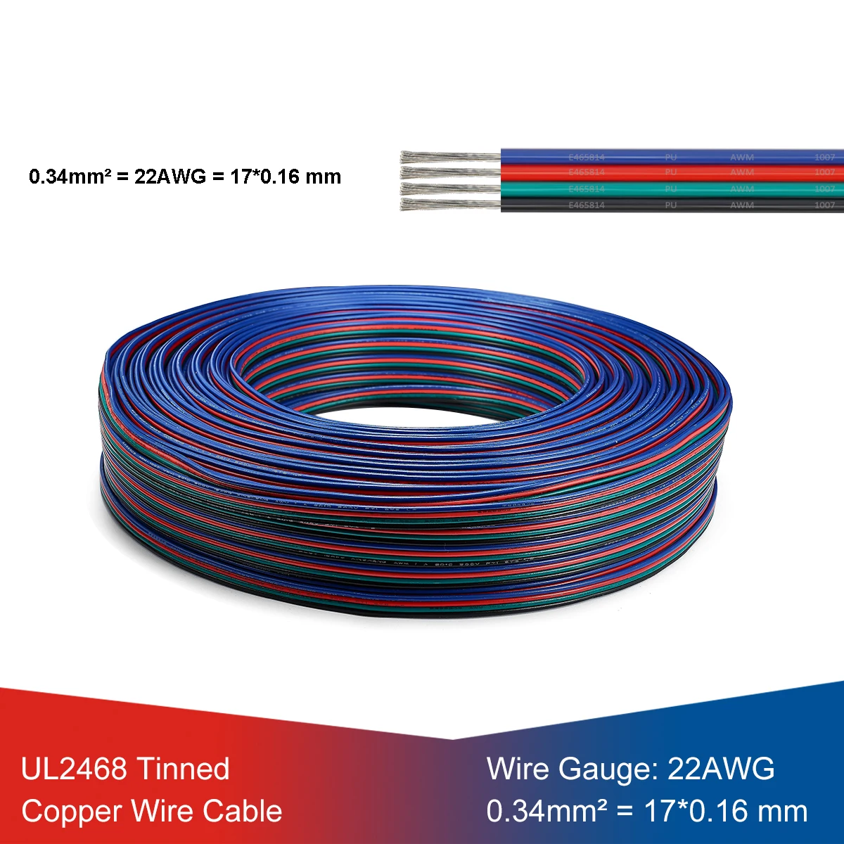 UL2468 4pin 22AWG проводная светодиодная лента Электрический кабель SM JST провода
