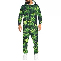 mens jumpsuit custom print party hip hop green leaf zipper rompers oversized clothing male graffiti floral dropship wholesale