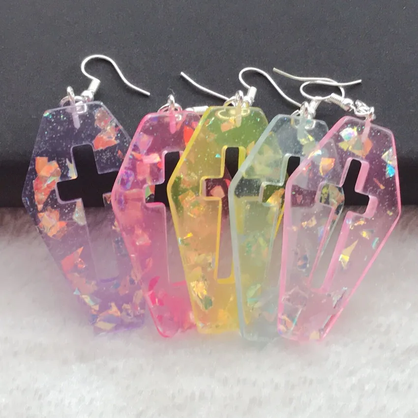 1 пара Женские Висячие серьги большие размеры с вырезами гроб плансетт плоская