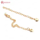 Латунные цепочки с застежкой-карабином, 82 мм, 24 к, золотистого цвета, 10 шт.