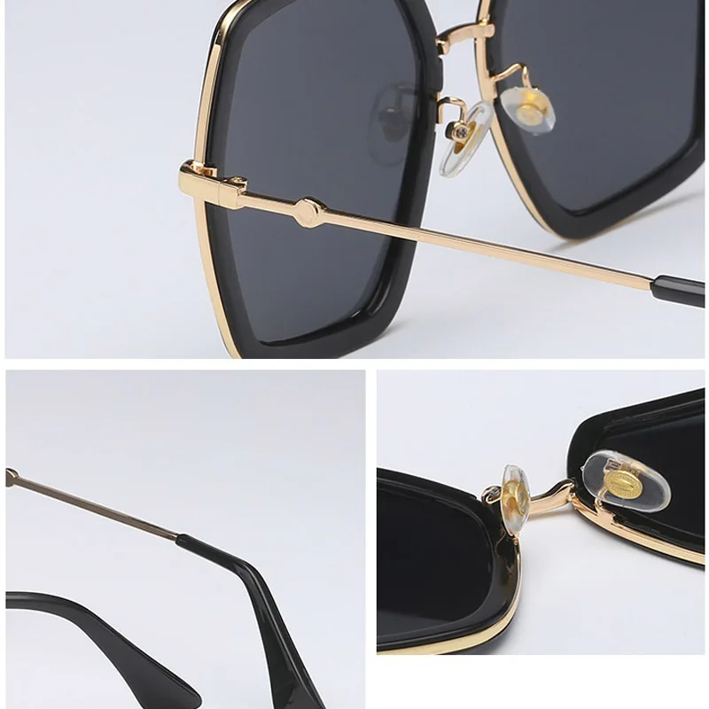 

Fashion Ladies Alloy Women Sunglasses Luxury Brand Vintage Retro Black Sexy Square Sun Glasses Female Shades
