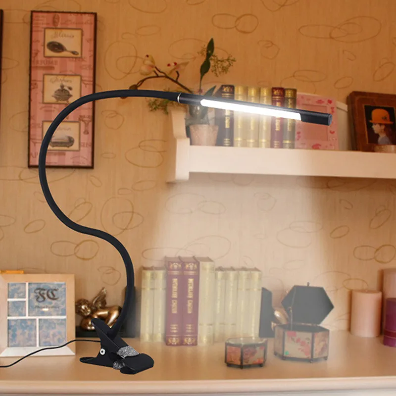 Clip Table Lamp USB charging Reading student learning eyes protection led dimmer desk lamp metal flexible hose bedroom Goosenec | Лампы и