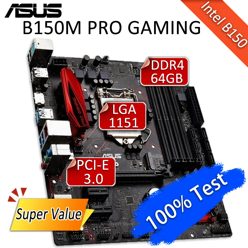 

LGA 1151 Asus B150M PRO GAMING Motherboard Intel B150 Core i7 i5 i3 DDR4 PCI-E 3.0 64GB VGA M.2 CrossFireX Intel B150 Placa-mãe