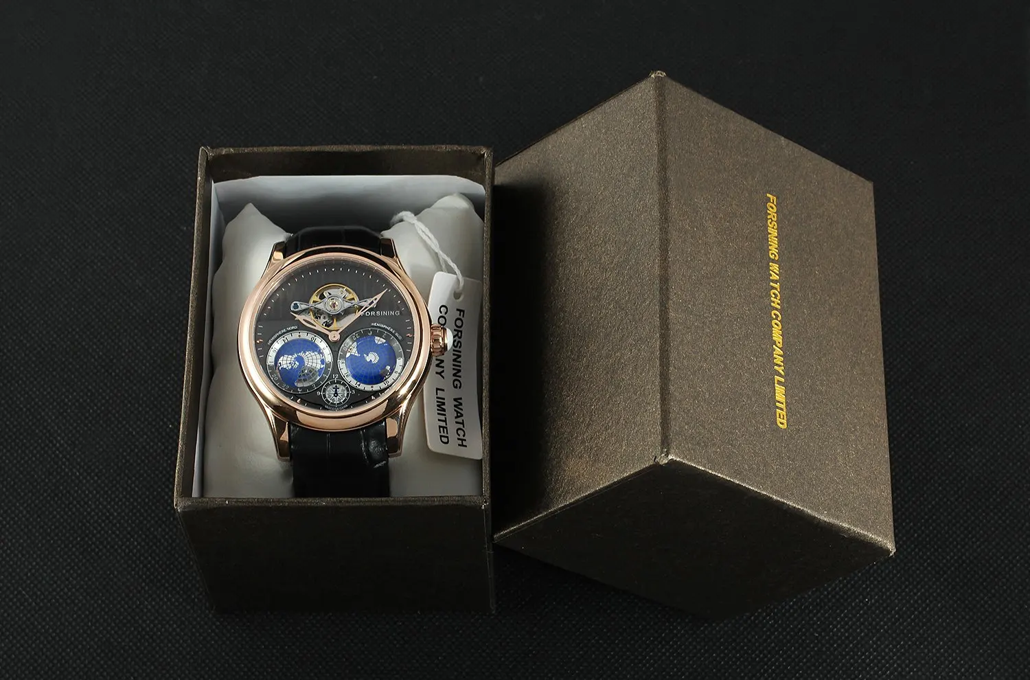 Для мужчин s часы люксовый бренд Топ FORSINING Tourbillon автоматические механические наручные часы Уникальный дизайн теллурион узор кожа