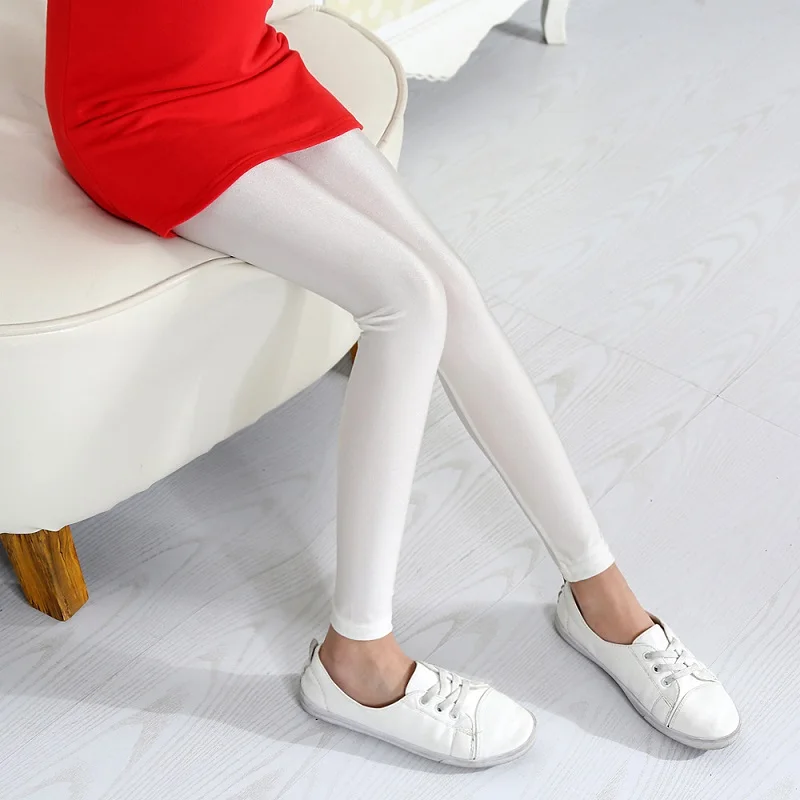 Оригинальная детская одежда для девочек блестящие Новые однотонные леггинсы на