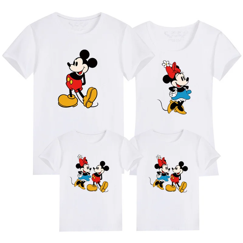

Summer Matching Couple Outfits Mickey Mouse Minnie T Shirt Casual Mommy and Me Clothes Dad Son Family Look Holiday Tops