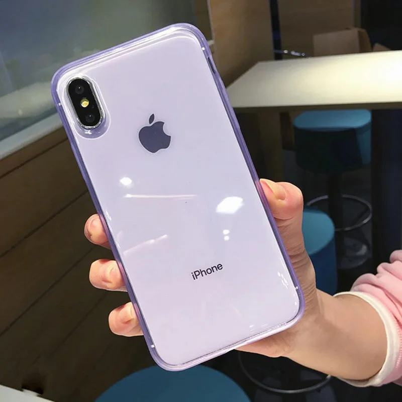 Прозрачный антидетонационный чехол для телефона ярких цветов для iPhone 11 PRO X XS XR Max 6 6S 7 8 Plus, Прозрачная мягкая защитная задняя крышка из ТПУ