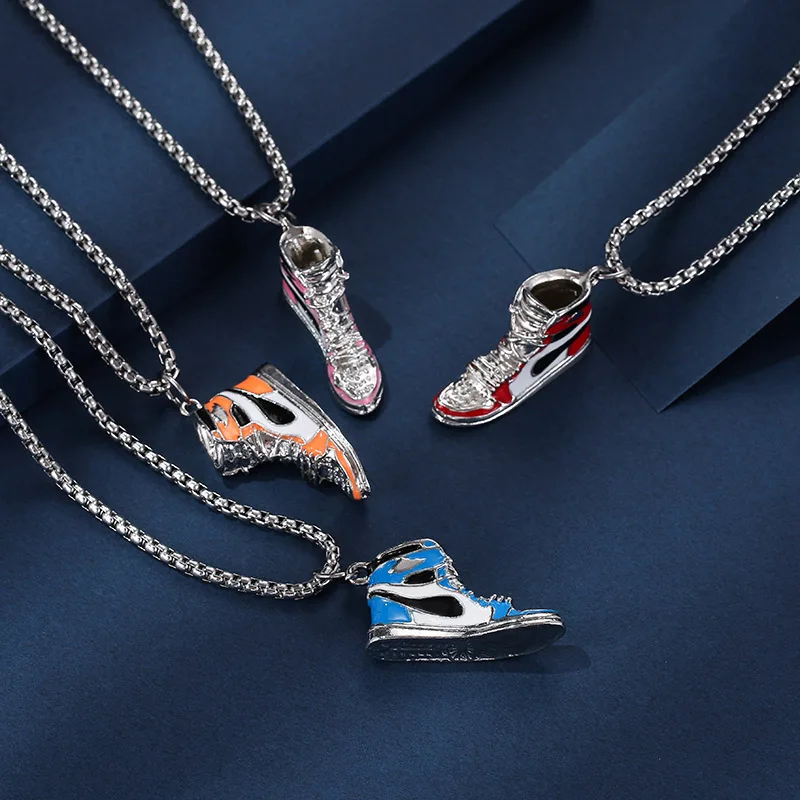

Shoes Metal Pendant Necklaces Hip-Hop Mini Creative Sneakers Necklace For Rock Rapper Collar Jewelry Street Men Women Gift Chain