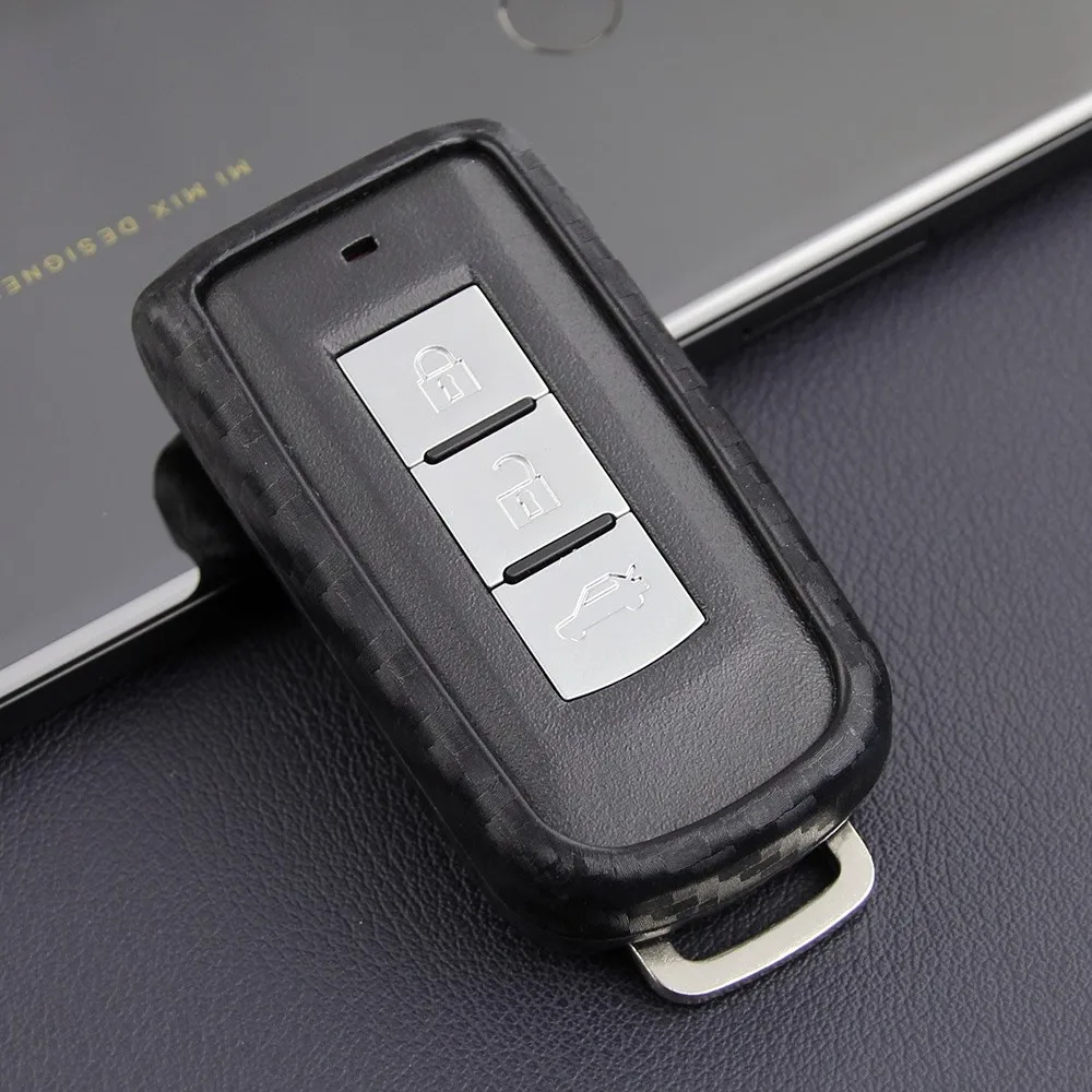 

Силиконовый чехол для дистанционного ключа Fit Outlander Eclipse из углеродного волокна, чехол для ключа, аксессуары для интерьера автомобиля, запча...