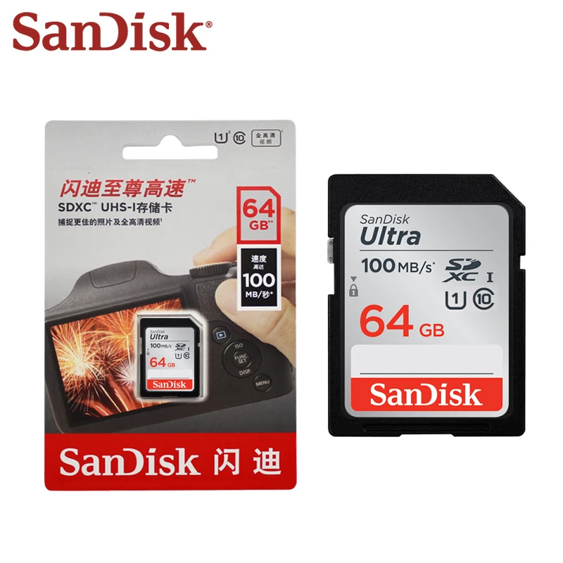 Двойной Флеш накопитель SanDisk Ultra SD карты C10 Max 100 МБ/с. флеш карта 16 Гб оперативной