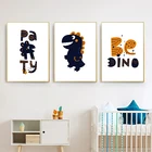 С рисунком динозавра из мультфильма, принт с животными, картина на стену, полотно, плакат для детской картина игровая Плакаты настенные картины для Мальчик номер Декор