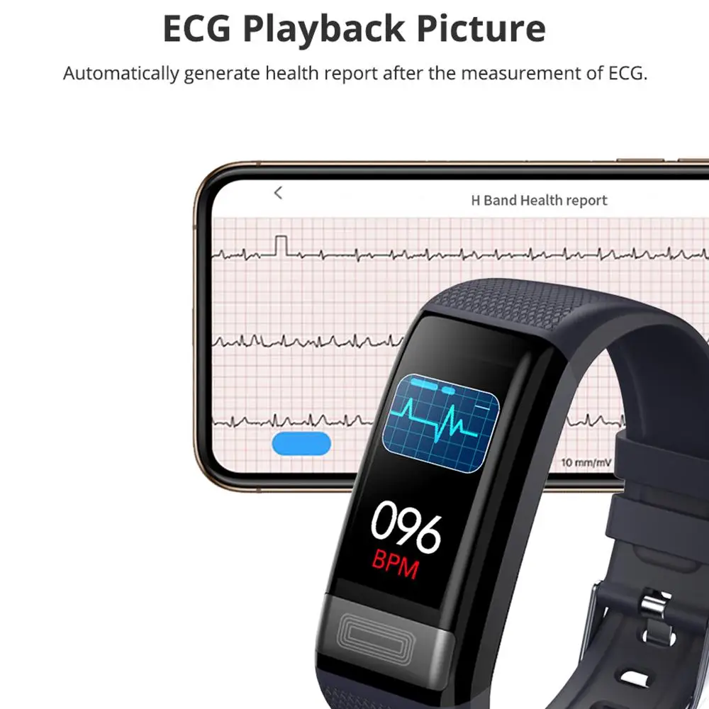 C20S кровяное давление запястье Монитор сердечного ритма ЭКГ PPG смарт-браслет часы
