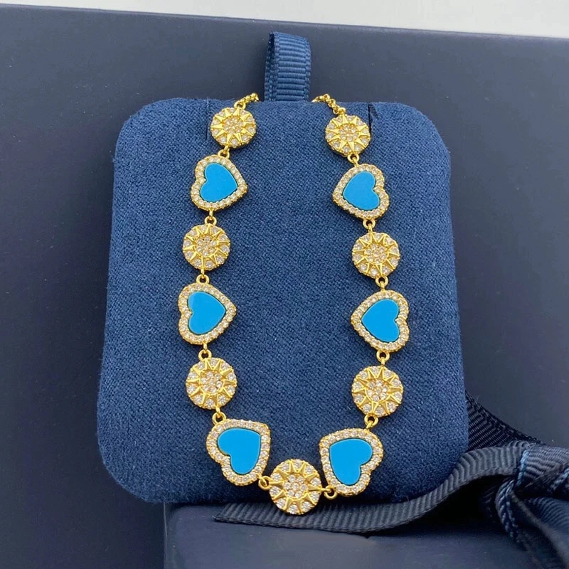 

SOELLE модный S925 Стерлинговое Серебро голубое сердце солнце регулируемый браслет для женщин июня отображение миди A LA PlAGE серия брендовые ювел...