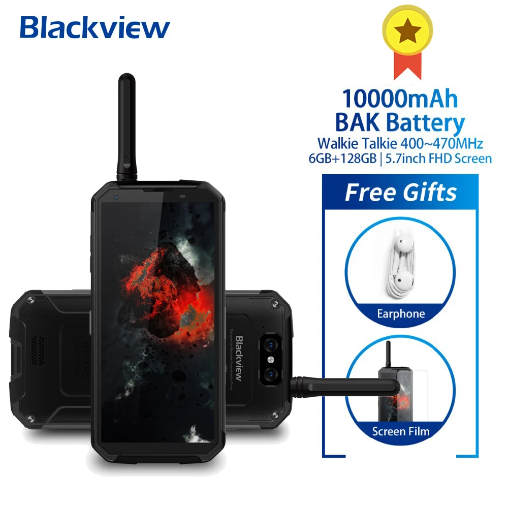 BLACKVIEW BV9500 Pro IP69K Walkie Talkie 5 7 &quot18:9 FHD Смартфон Android 8 1 6 + 128 ГБ 10000 мАч Беспроводная