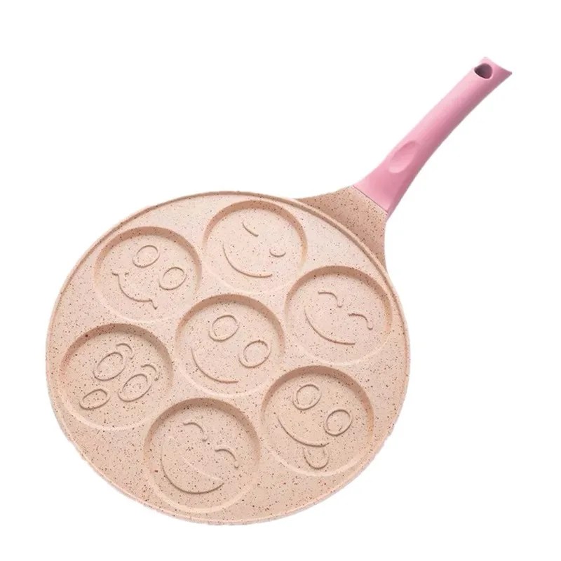 Seven-hole aluminum breakfast pot Multifunctional animal and smiley face frying pan Non-stick egg Baby fried mold |