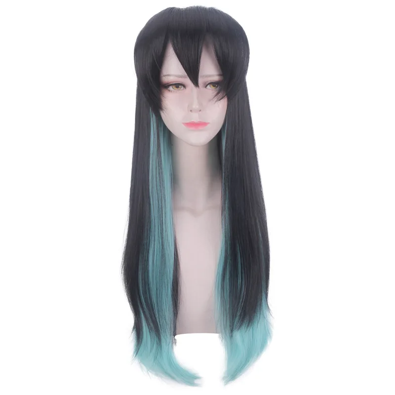 Wig Аниме демон убийца Kimetsu no Yaiba Tokitou Muichirou Kendo униформа косплей костюм для мужчин женщин кимоно(куртка+ брюки+ ремень - Цвет: Wig