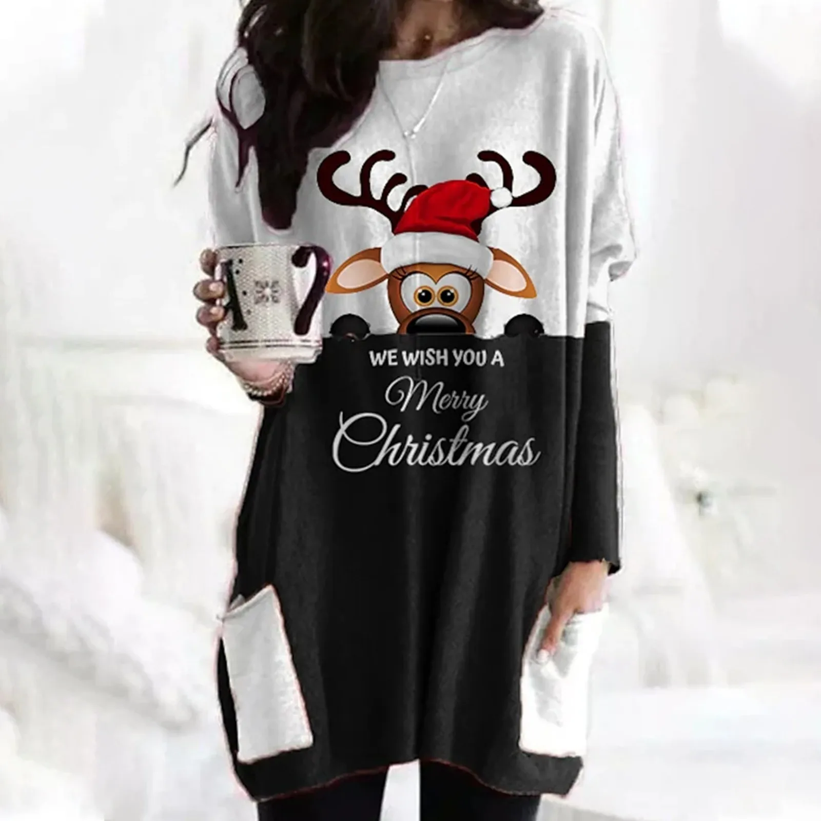 Женское Повседневное платье-Топ с длинным рукавом и карманами | Женская одежда